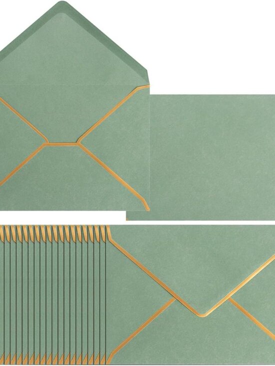 Other - 50 Pack A7 Envelopes Sage Green 5 x 7 with Gold Border